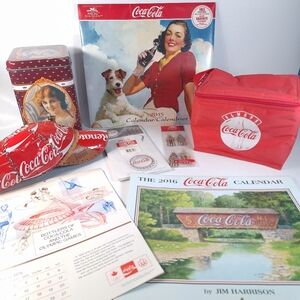 Vintage Coca-Cola Collection Lot 1975-2016 Olympic Tin Cooler Calendars 9 Pcs